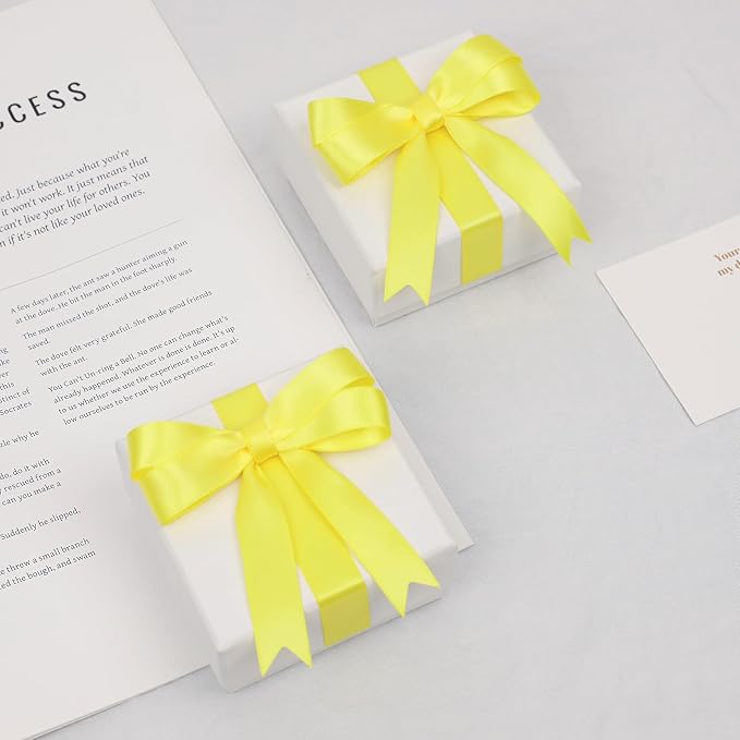 Lemon Yellow Satin Ribbon, Double Faced 5/8 Inch X 25 Yards Lemon Yellow Ribbon, Premium Satin Ribbon for Gift Wrapping, Crafts, Hair Bow Making, Sewing, Flower Bouquet, Wedding Party Decor