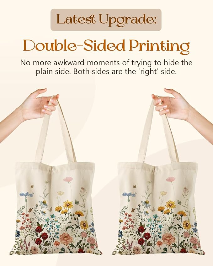 Aesthetic Tote Bag for Women- with Magnetic Buckle and Zipper Inner Pocket Cloth Cotton Canvas Tote Bags