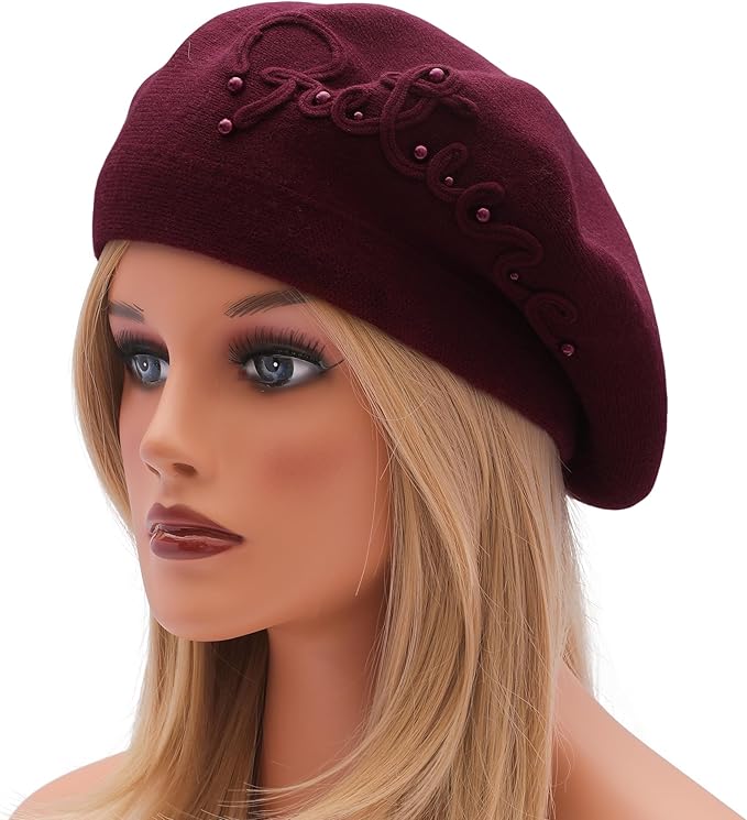 Winter Women French Beret Hat Kaschmir Solid Color Knitted Berets