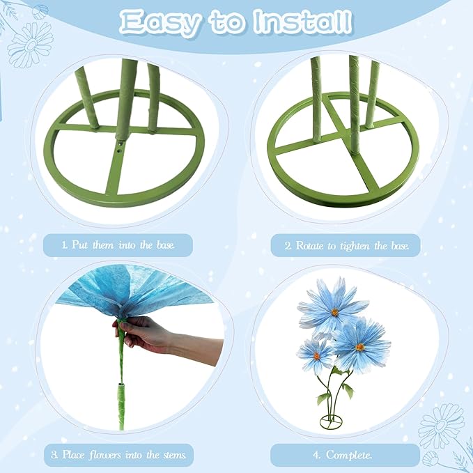 Giant Blue Daisy Artificial Flowers Decorations, Large Paper Flower Bouquets Decor No-Wilting, 3Pcs Artificial Flowers Season Decoration Wedding Mother's Day Flower Wall Arrangements Home Decor Props