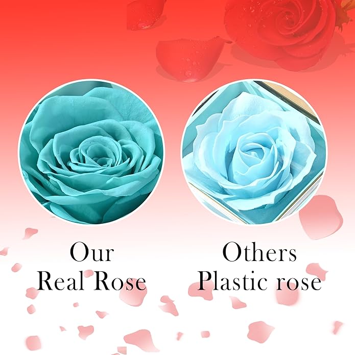 ‌TINGKU Eternal Real Rose Gift Box for Women, Preserved Rose with Customized Name Engraved Heart Necklace, Personalized Romantic Gift for Wife, Girlfriend, Mom, Mother's Day Love Keepsake