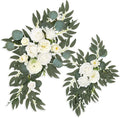 White Wedding Arch Flowers, Faux Flower Swag Set of 2, White Floral Swag for Wedding Arch Welcome Signs, Reception Ceremony Signs Decor