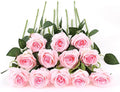 Laelfe 12 PCS Artificial Flowers Roses Fake Silk Flowers Long Stem Artificial Roses for Home Wedding Decorations
