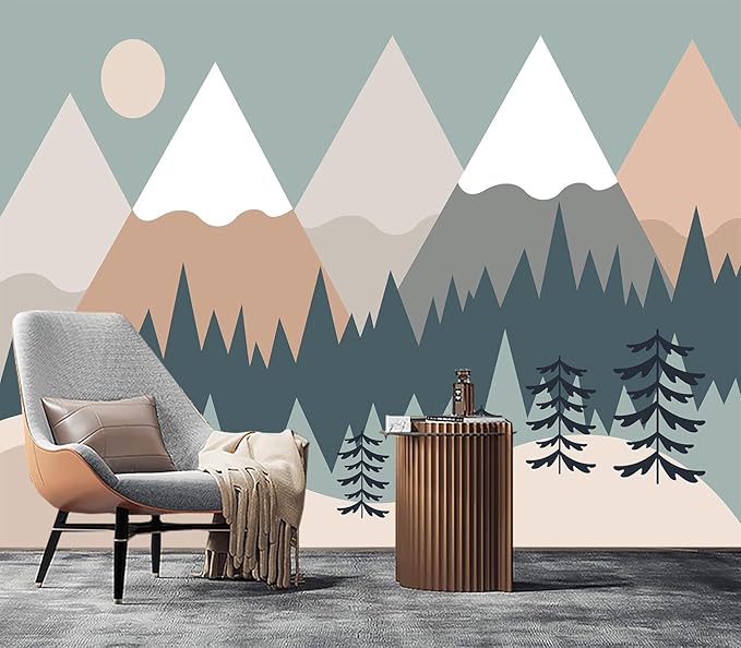 Eierme-Baby Mural Photo Wallpapers with Mountains Sun Trees Peel and Stick 137" x 102"