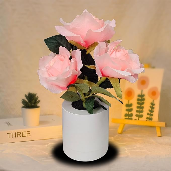 Led Flower Lamp Gift for Women,Sunflowers Flower Lamp Table Lamp Night Light for Bedroom Decor,Mothers Day Birthday Gifts for Her Mom Wife Friends Girlfriend Teacher Grandma (Pink)