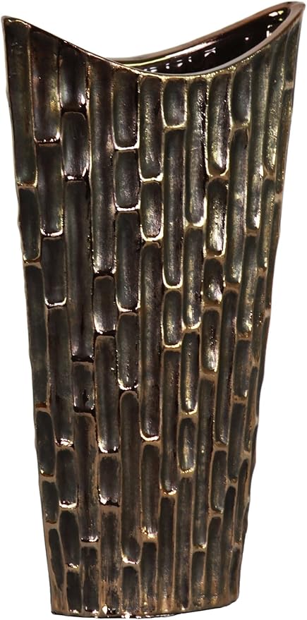 Ceramic Decorative Black vase, Black Decor Center Piece for Home Decor Features Honeycomb Design vase for Living Room, Table, Office Decor: 8.00"x3.25"x14.00"H