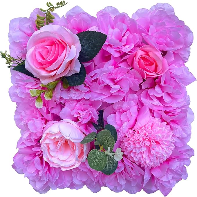 Flower Wall Backdrop, 12PCS 10.6"-15.7" Artificial Flower Wall Panel with Various Styles, 3D Floral Wall Decor for Wedding Photo Background Festive Party Home Decoration (K002, 11.8 * 11.8in)
