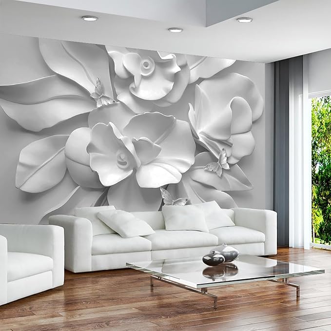 WFBHUA-Gray Peony Floral Wallpaper Peel and Stick Large Self Adhesive Wall Mural for Bedroom 137"x100"