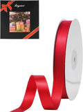 LIUYAXI Hot Red Satin Ribbon, Double Faced 5/8" X Continuous 25 Yards Ribbons Perfect for Gift Wrapping Bows Bouquet Wedding Craft and More