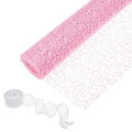 PATIKIL Flower Wrapping Mesh Paper, 15ft Floral Bouquet Craft Packaging Hollow Net Yarn with Ribbon for Flowers Gift Packaging, Light Pink