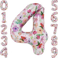 Flower Balloons 40 Inch Floral Number 4 Balloon for 4th Birthday Garden Party Decorations Four Year Old Photo Props Foil Number 4