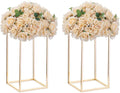NUPTIO Gold Metal Rectangular Vase, 2 Pcs 15.75 inches Tall, Elegant Floral Centerpiece for Wedding, Housewarming, Mother's Day, Birthday, Anniversary, Party Decorations