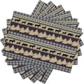 Rustic Deer Placemats Set of 6,Wild Bear Deer Paw Print Decor Kitchen Mats for Pattern Rustic Farmhouse Style Place Mats for Dining Table 12x18 Inch 6 PCS