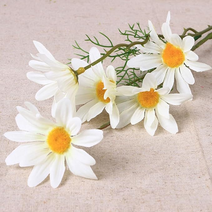 10pcs Artificial Daisy Flowers Flower Arrangements for Home Hotel Office Wedding Party Garden Craft Art Decor Each Approx 21" High No Vase White