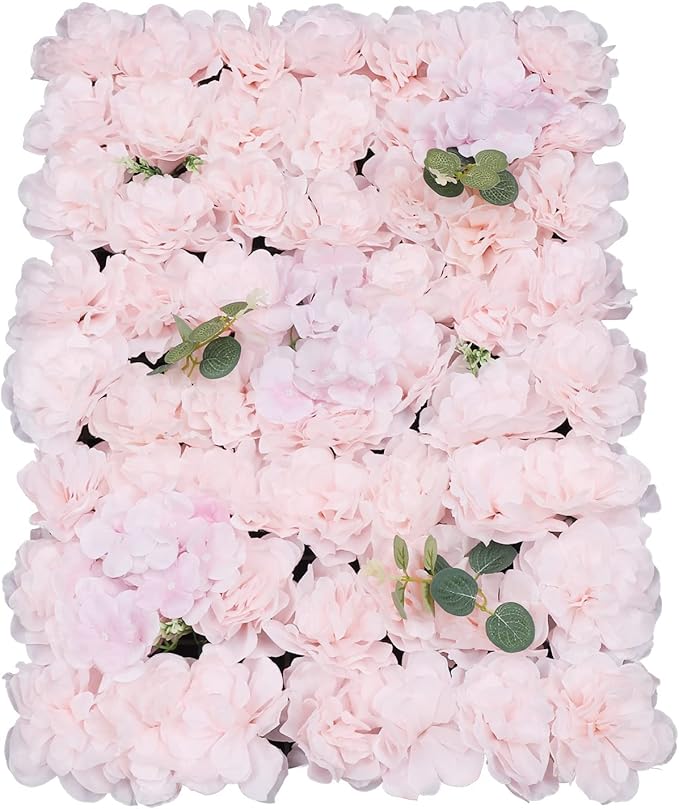 15.74"x 23.62" Artificial Flower Wall Panels,Flower Wall Mat Silk Flower Panels for Outdoor Garden Backyard Fence Fence Privacy Screen and Indoor Wall Decor (6Pcs Light Pink)