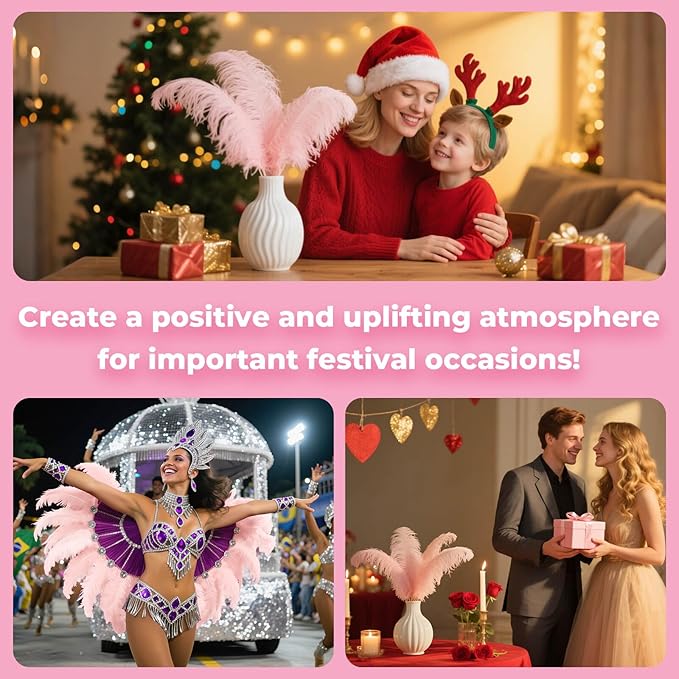 Piokio 20 pcs Natural Light Pink Ostrich Feathers 12-14 inch(30-35 cm) Bulk for Wedding Party Centerpieces and DIY Clothes Decoration, Gatsby Decorations