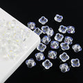 100PCS Glass Flower Beads for Jewelry Making 4 Petal Flower Bead Caps Gradient Cute Floral Beads Aesthetic Charms for Necklace Bracelets Earrings DIY Craft Home Decoration-AB White