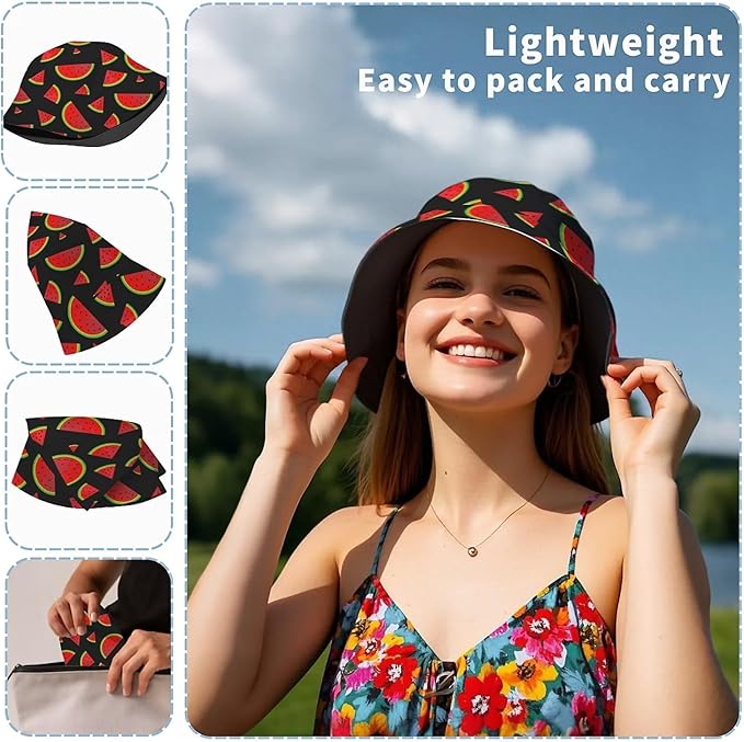 Bucket Hat for Women Men Unisex Sun Cap Packable Outdoor Fisherman Hat Headwear,Reversible Double-Side-Wear