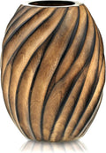 AeraVida Mesmerizing Hand-Carved Spiral Brown Mango Tree Wood Vase | Elegant Rustic Home Décor Accent | Natural Mango Wood Flower Vase