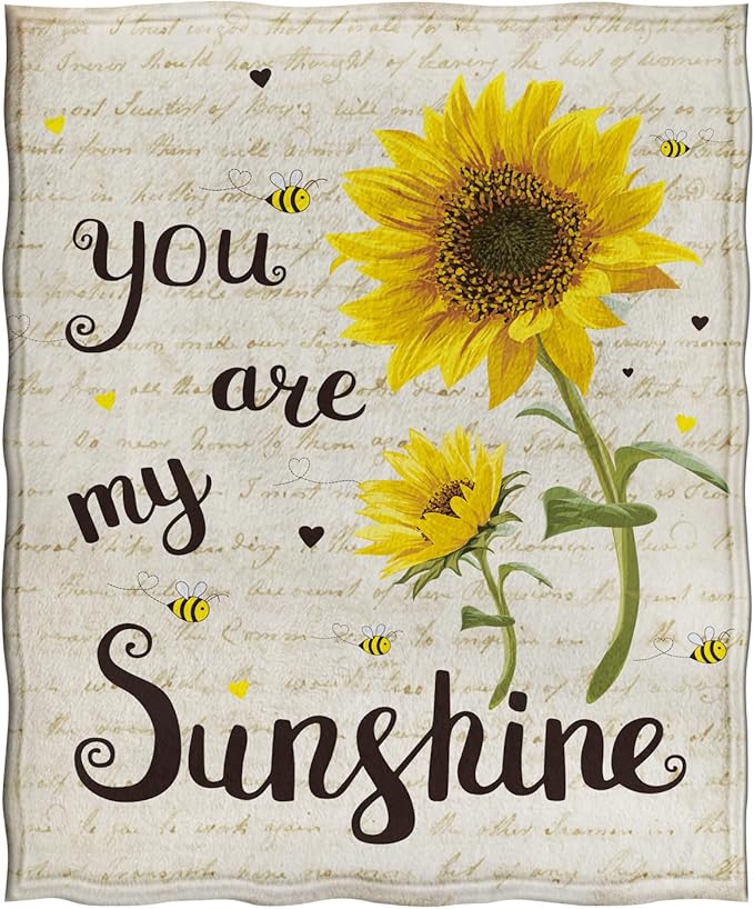 Jekeno Sunflower Gifts Blanket for Women Girls, Sunflowers Throw Gifts for Sunflower Lovers Adult Kids, You are My Sunshine Gift Blanket for Home Bed Couch
