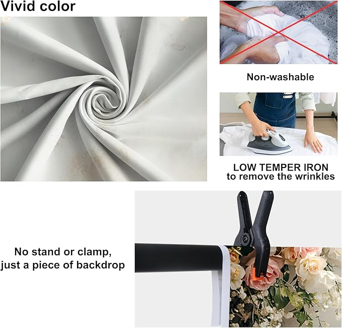 Baocicco 12x8ft Vinyl Flowers Wall Photography Backdrop Vinatage Wall White Pink Floral European Style Background Outdoor Wedding Birthday Party Banner Supplies Garden Home Decor Studio Props