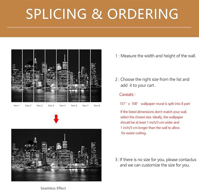 Black City Wallpaper Peel and Stick New York Night Scene Self Adhesive Wall Mural for Living Room Bedroom 157"x108"