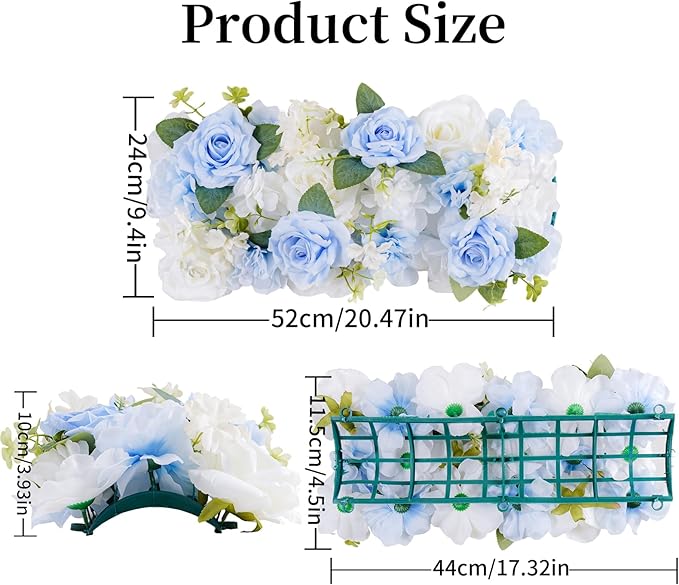 Flower Centerpieces for Tables - 6 Pack Wedding Arch Artificial Flowers Blue Arrangements Center Piece for Reception, Living Room, Kitchen, Dining Table Runner Decorations(20.5 * 9.4''/52 * 24cm)