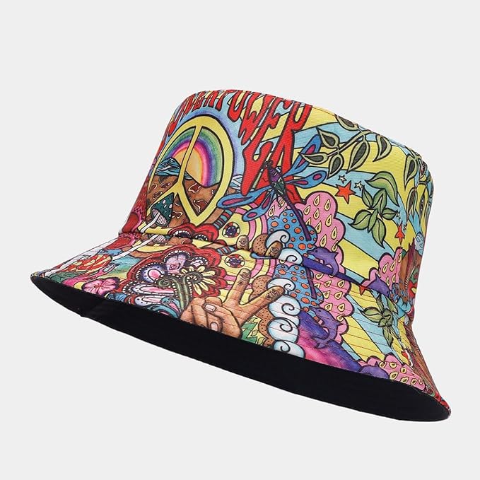 Quanhaigou Bucket Hat for Men Women,Packable Reversible Printed Sun Hats,Fisherman Outdoor Summer Travel Hiking Beach Caps