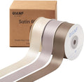 Champagne Double Face Satin Ribbon 1 Inch x 45 Yards Ivory Fabric Ribbon for Gift Wrapping, Flower Bouquets, Hair Bows Making, Wedding Decoration, Invitation Cards, Christmas (3 Rolls *15Yd)