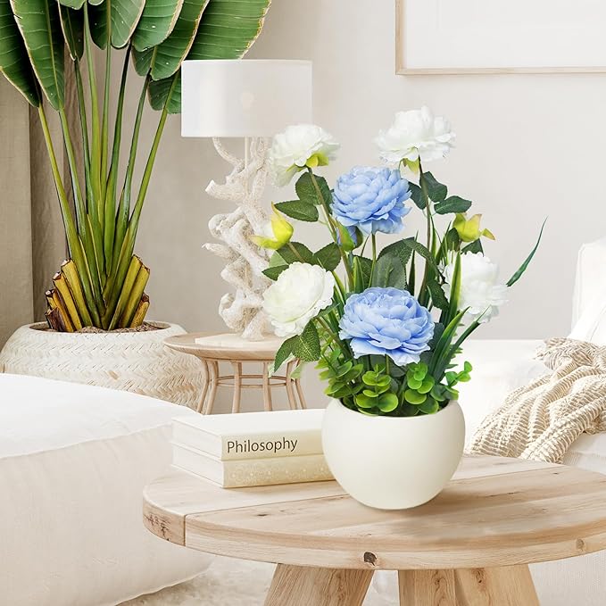 Peony Fake Flowers Silk 10 Stems for Aesthetic Room Decor, Faux Flowers for Vase, Floral Arrangements Centerpiece