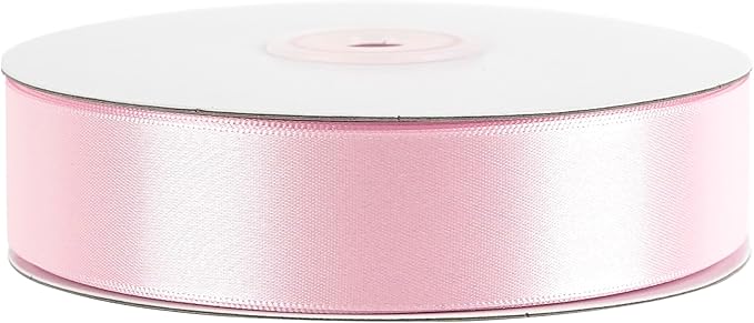 MEEDEE Pink Ribbon 1 Inch Pink Satin Ribbon Lux Double Faced Satin Ribbons by 50 Yards Polyester Wrapping Ribbons for Crafts, Weddings, Flower Bouquet, Holiday Decorating