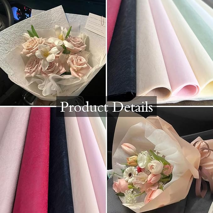 LLBWKC 20 Sheets Flower Wrapping Papers, Korean Cotton Wrapping Flower Paper, Non-Woven Floral Wrapping Paper, Waterproof Flower Bouquet Wrapping Papers for Florist Supplies, Gift Packaging 23x23 in