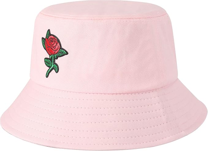 ZLYC Unisex Fashion Embroidered Bucket Hat Summer Fisherman Cap for Men Women