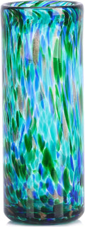 9.45" Tall Teal Vase Hand Blown Glass Vase Green, Modern Teal Home Centerpieces Wide Mouth Vases for Bud&Flower Decor - Ideal Living Room, Kitchen, Wedding, Dining Table, Office Center Table