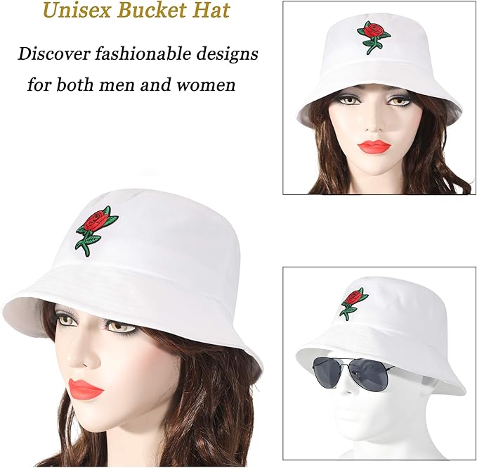 ZLYC Unisex Fashion Embroidered Bucket Hat Summer Fisherman Cap for Men Women