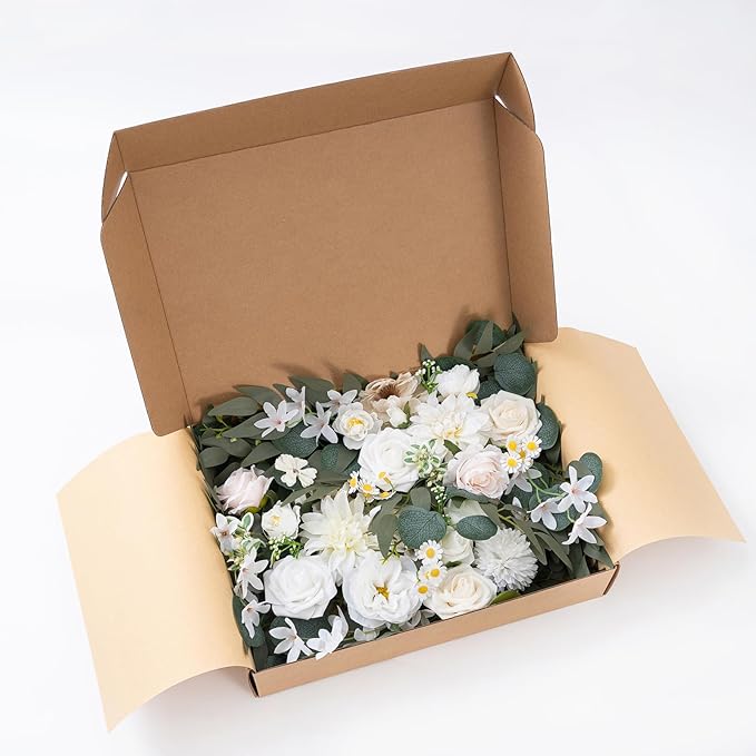 Artificial Arch Flowers Swag Set of 2 for Wedding Welcome Sign Floral Decoration and Reception Backdrop Decoration(Champagne White)
