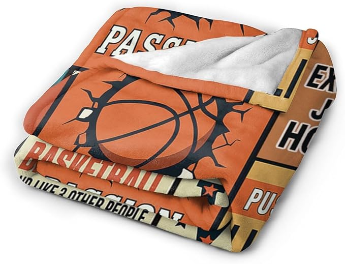 Basketball Blanket for Boys Basketball Sport Throw Blanket Soft Cozy Fleece Fuzzy Stuffed Plush Flannel Gifts for Girls Women Kids Adults 50"X60"