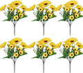 6 Pack Artificial Sunflowers with Stems for Indoor Outdoor 12 inch Fake Silk Sunflower with 13 Sunflower Heads and 27 Green Leaves Decor Home Wedding Party Office (6Pack)