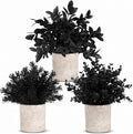 Der Rose 3 Pack Black Fake Plants Artificial Eucalyptus Plants Topiaries for Halloween Decorations Bathroom Accessories Home Office Desk Farmhouse Room Table Shelf Decor(Black)