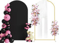Putros 7.2ft Metal Arch Stand with Cover Black Spandex Fitted Wedding Arch Cover and Round Top Chiara Backdrop Stand Set for Birthday Party Baby Shower Decoration