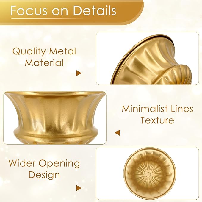 Gold Vase for Centerpieces Compote Bowl: Wedding Pedestal Vases 5.9 Inch Metal Flower Urn for Table Party Home Decor Set of 10