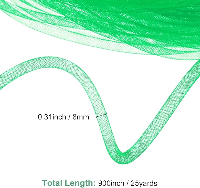 Mesh Tube Ribbon 25 Yards, 8mm Elastic Fabric Ribbons Mesh Tubing for Crafts/Gift Wrapping/Flower Bouquets/Wedding/Birthday/Holiday/Wreaths Christmas/Decoration[Fruit Green]