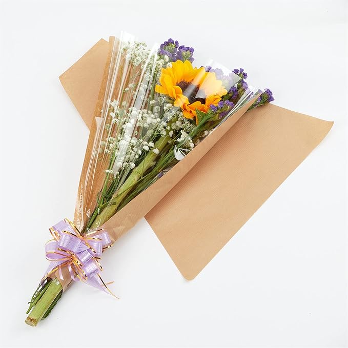 Flower Bouquet Sleeve Flower Wrapping Plastic Paper Floral Arrangement Supplies Wrap Bags 50pcs L-Original