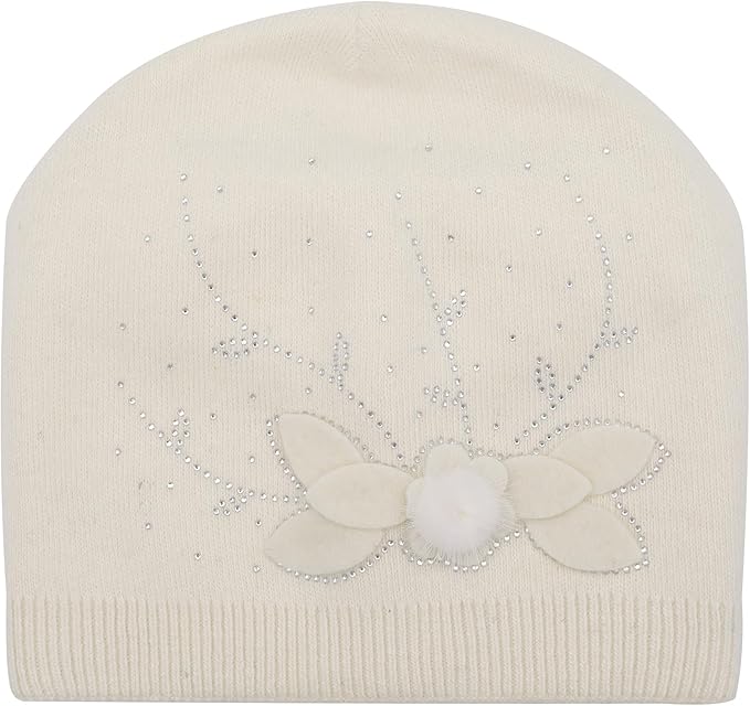 ZLYC Women Floral Slouchy Beanie Hat Double Layer Winter Knit Skull Cap
