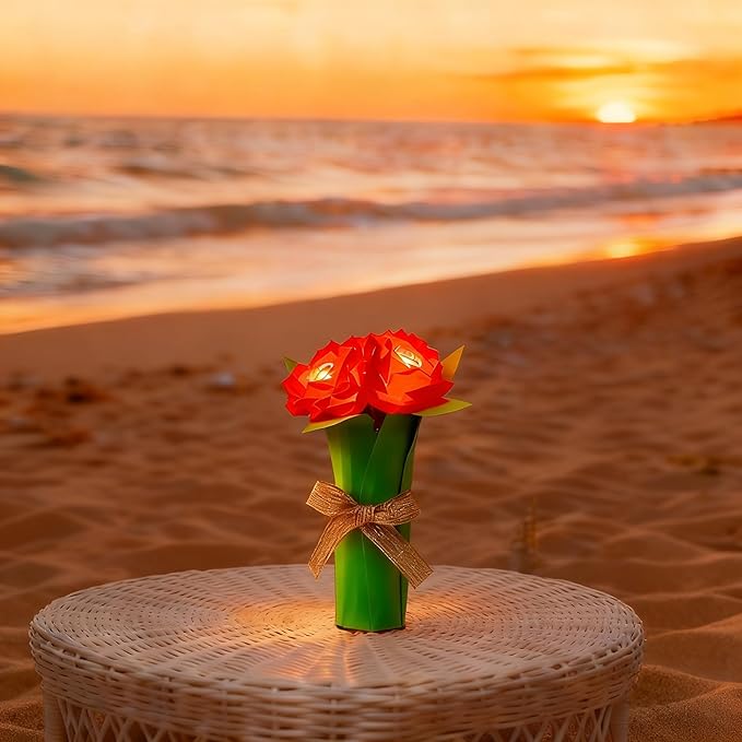 Red Rose Flower Night Light Gifts for Womens, Christmas Day Gifts for Mom Women Wife Friends Her Christmas Anniversary Birthday Gift, Perfect Ideal for Bedroom Ambiance Coffee Shop