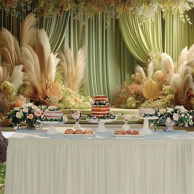 Baocicco Green Wedding Curtains Backdrops 20x10ft Fairytale Flowers Fantasy Engagement Photography Background for Bridal Shower Anniversary Decorations Birthday Bride to Be Party Banner Photo Booth