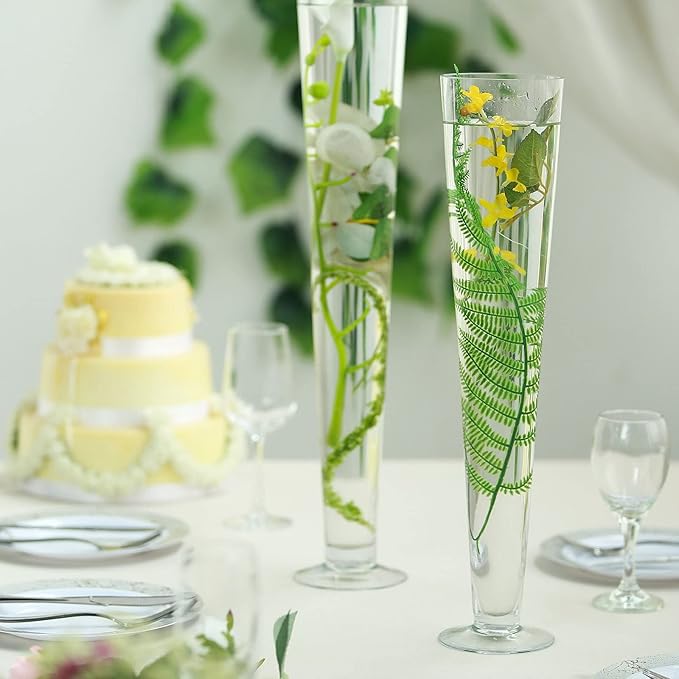 Efavormart 6pcs/Set 20" Tall Trumpet Heavy Duty Glass Centerpiece Vase for Wedding Party Banquet Events Centerpiece Decoration