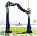 ponatia Artificial Navy Blue Wedding Arch Flowers Kit, Burgundy Flowers with 26Ft Navy Blue Arch Draping Fabric, Flowers for Wedding Arch Ceremony Reception Backdrop Decoration