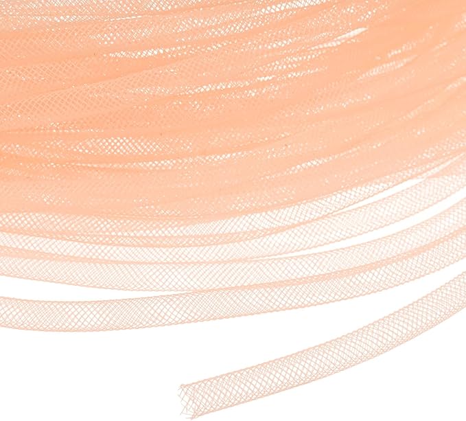 Mesh Tube Ribbon 25 Yards, 6mm Elastic Fabric Ribbons Mesh Tubing for Crafts/Gift Wrapping/Flower Bouquets/Wedding/Birthday/Holiday/Wreaths Christmas/Decoration[Yellow Orange]