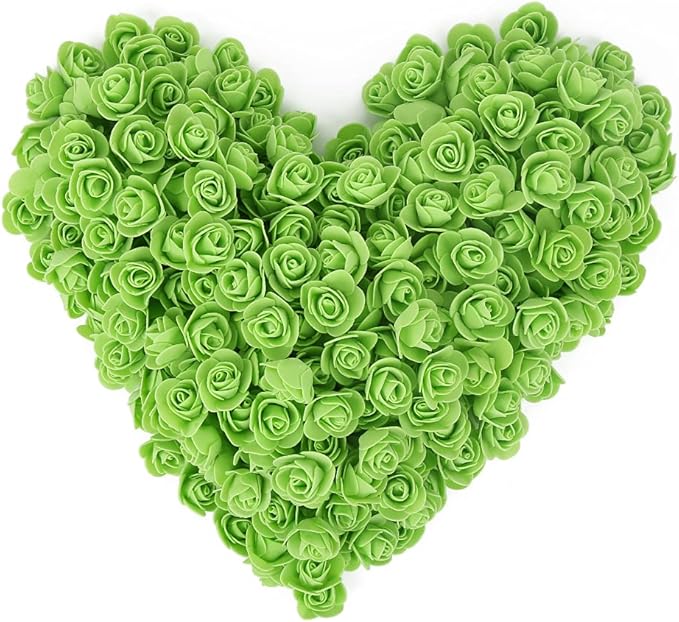 500pcs Artificial Rose Flower Heads, Green Mini Foam Rose Bulk Fake Flower for DIY Crafts Wedding Bouquets Baby Shower Centerpieces Floral Arrangements Tables Home Decorations(Fruit Green)